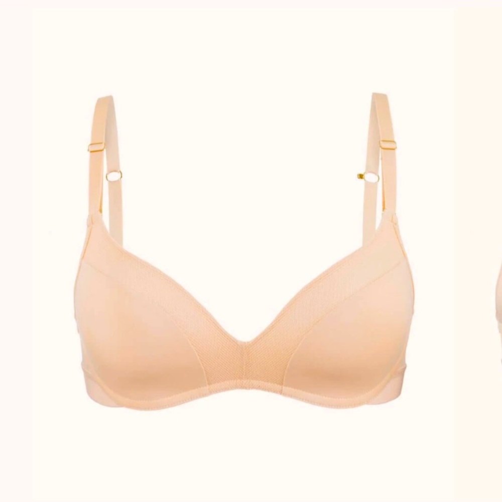 Lively The No Wire Push Up Bra Tan 34B Mesh detailing